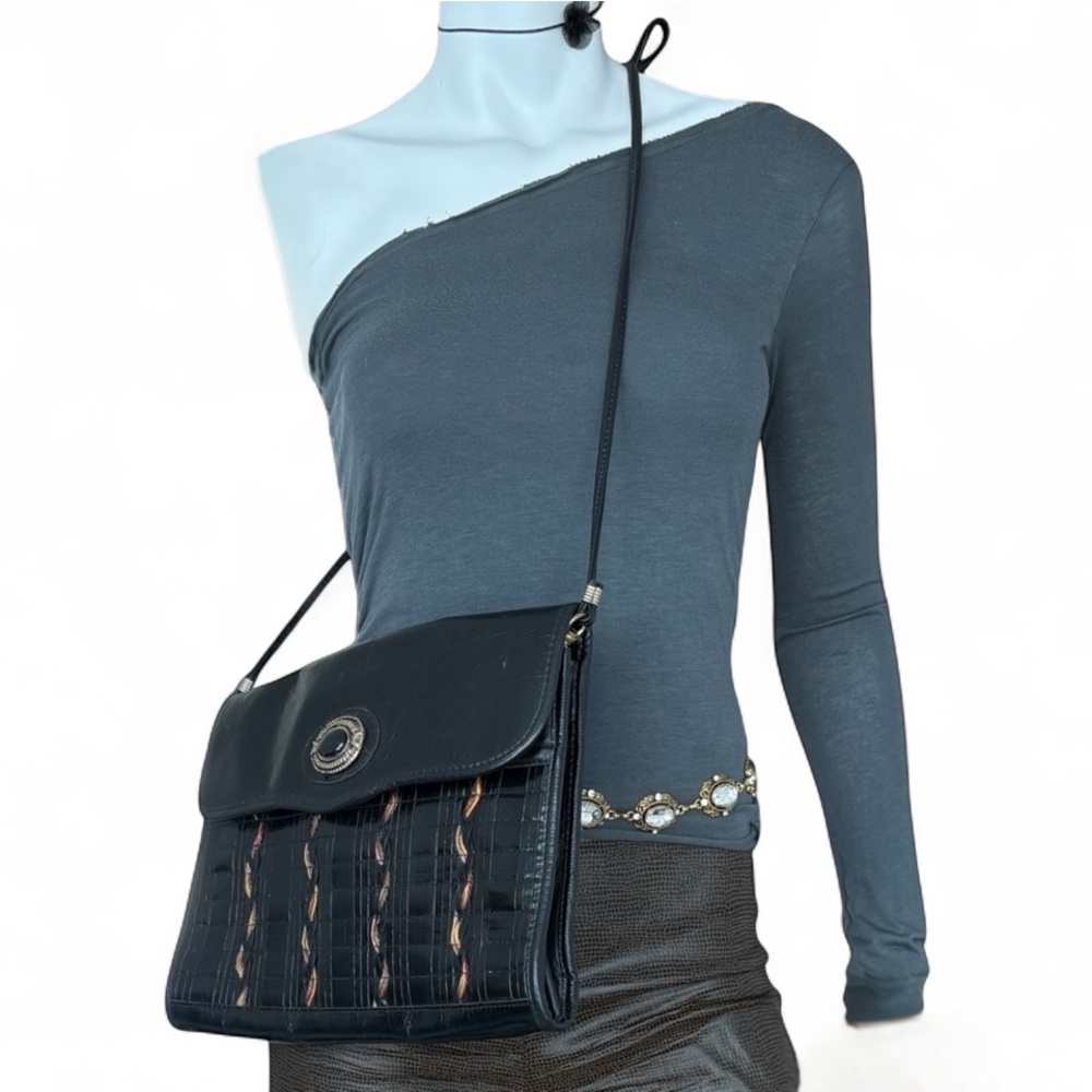 Vintage Samir Genuine Leather Crossbody/Shoulder Bag – Black, Made in USA